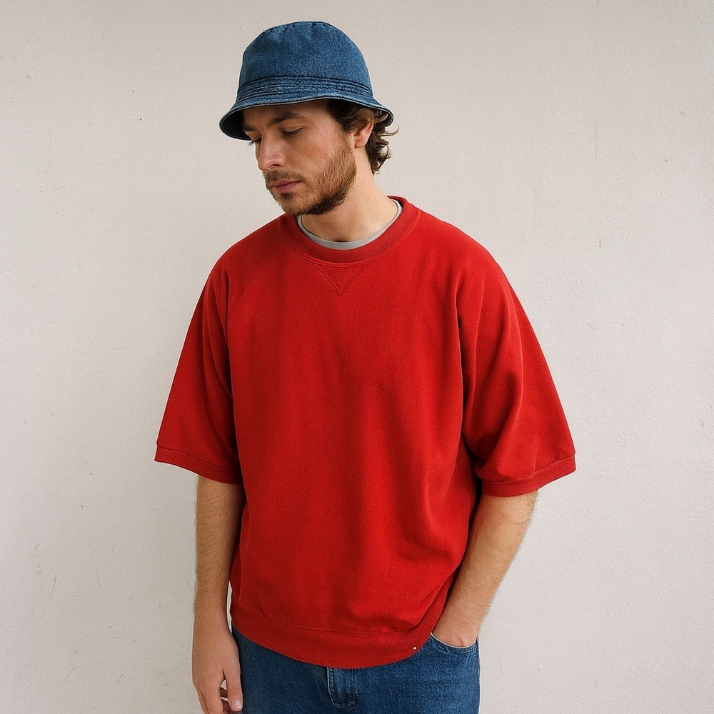 Vintage 90s Levis Dry‎ Goods Sweatshirt Top Mens XL Red Short Sleeve Cotton Prep